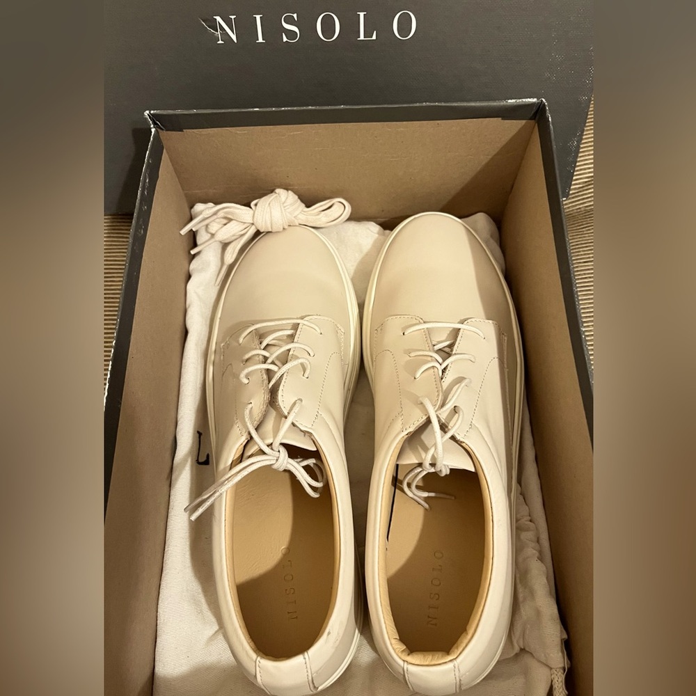 🌟NWT Nisolo Men's Diego Leather Everyday Low Top Sneaker in Bone, Size 9 - Picture 3 of 17